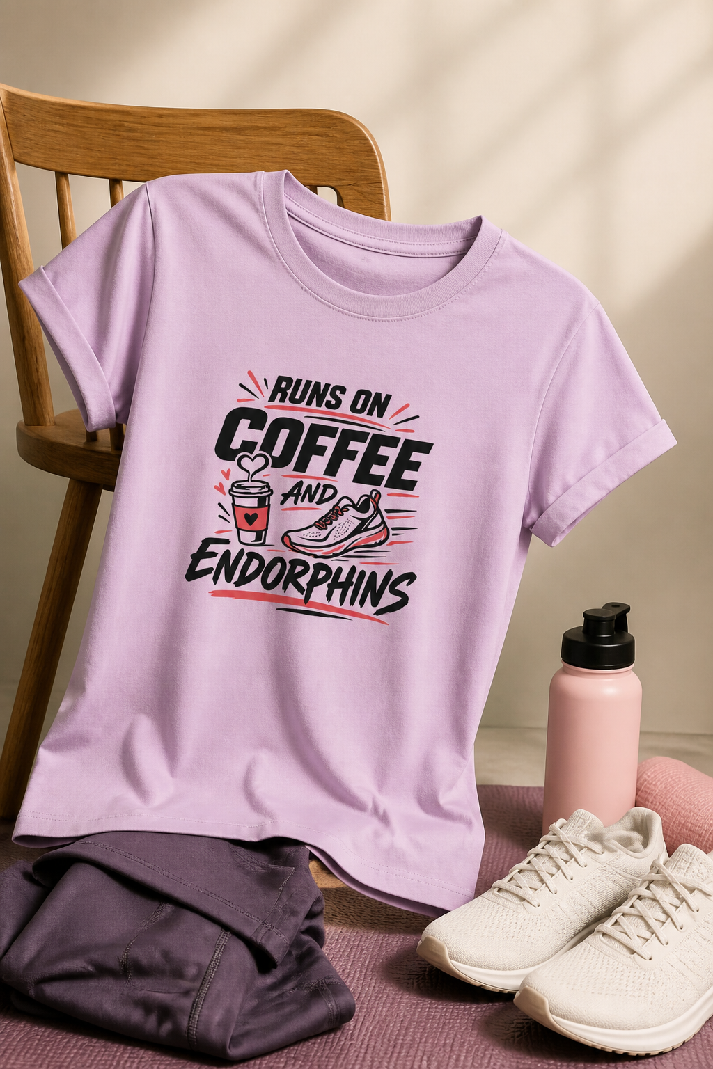 Coffee and Endorphins Running Shirt for Women - Soft Fitted Workout Tee