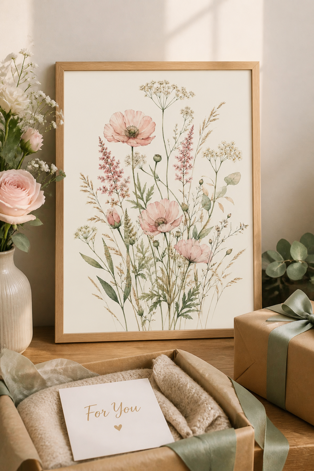 Gentle Sage Green Wildflower Print - Perfect Botanical Gift Idea